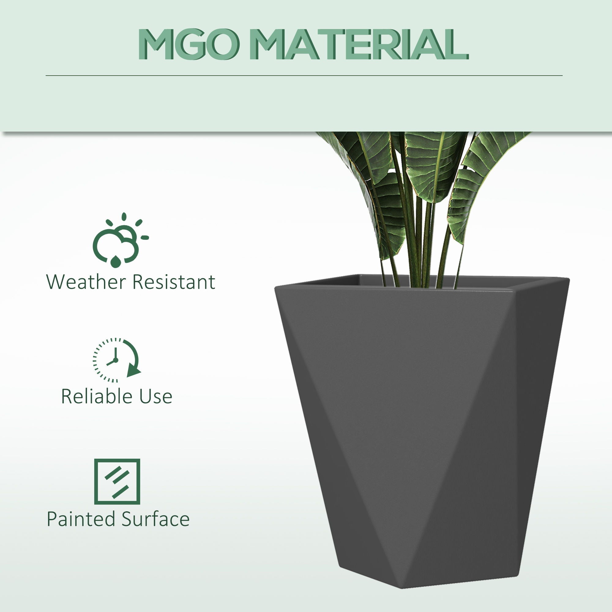 Outsunny Stackable Tall Planters Set Indoor Outdoor Gray with Drainage
