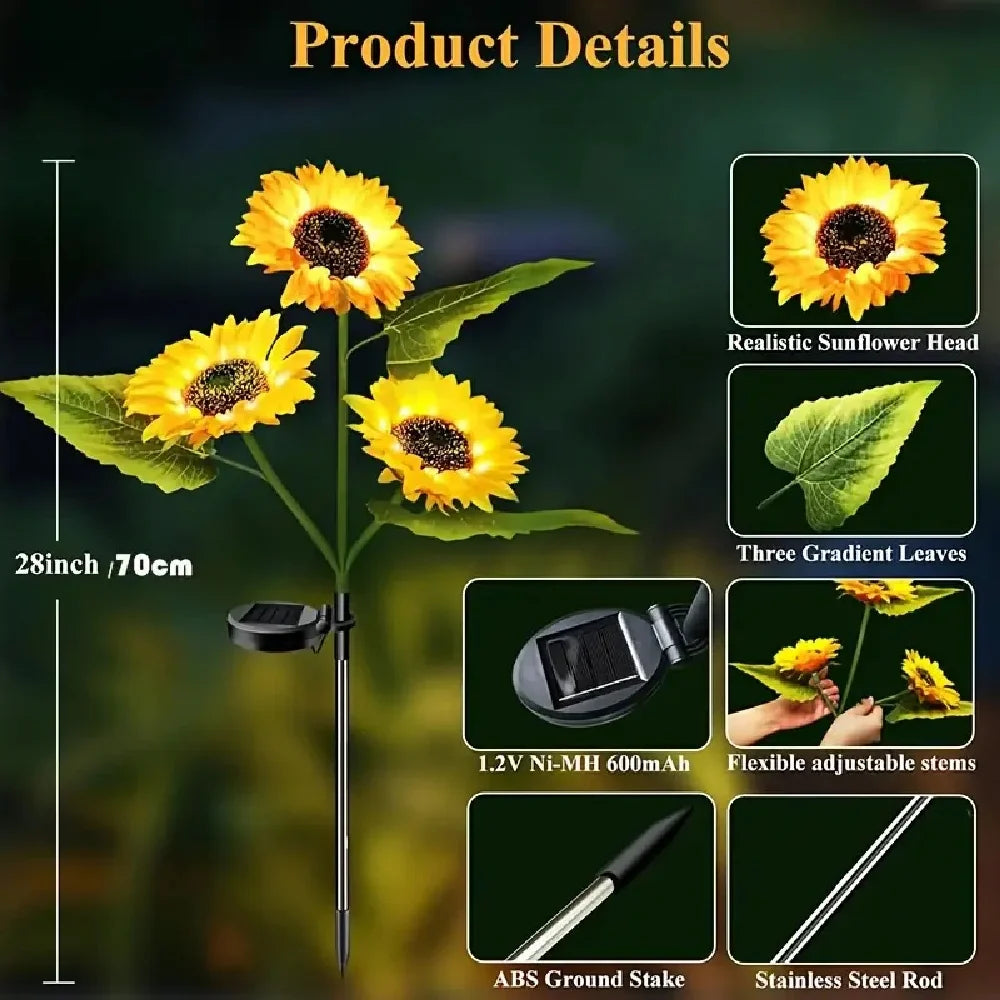Sunflower Solar LED Garden Light Warm White Outdoor Decoration Lamp