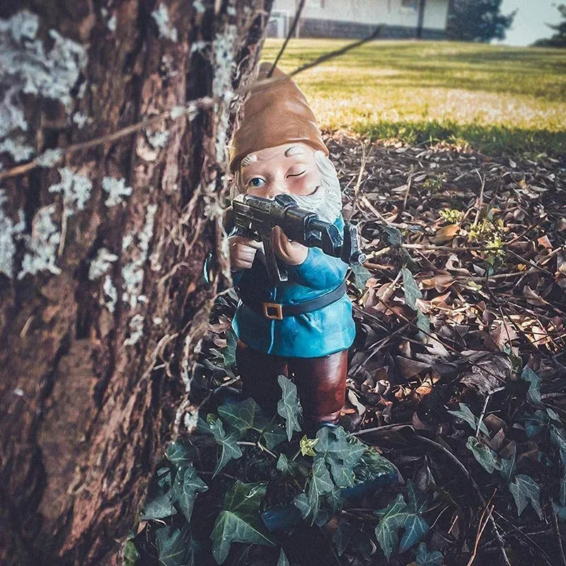 Funny Army Gnome Resin Garden Statue Outdoor Lawn Ornament Figurine
