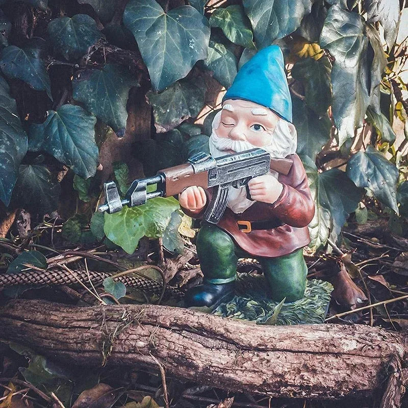 Funny Army Gnome Resin Garden Statue Outdoor Lawn Ornament Figurine