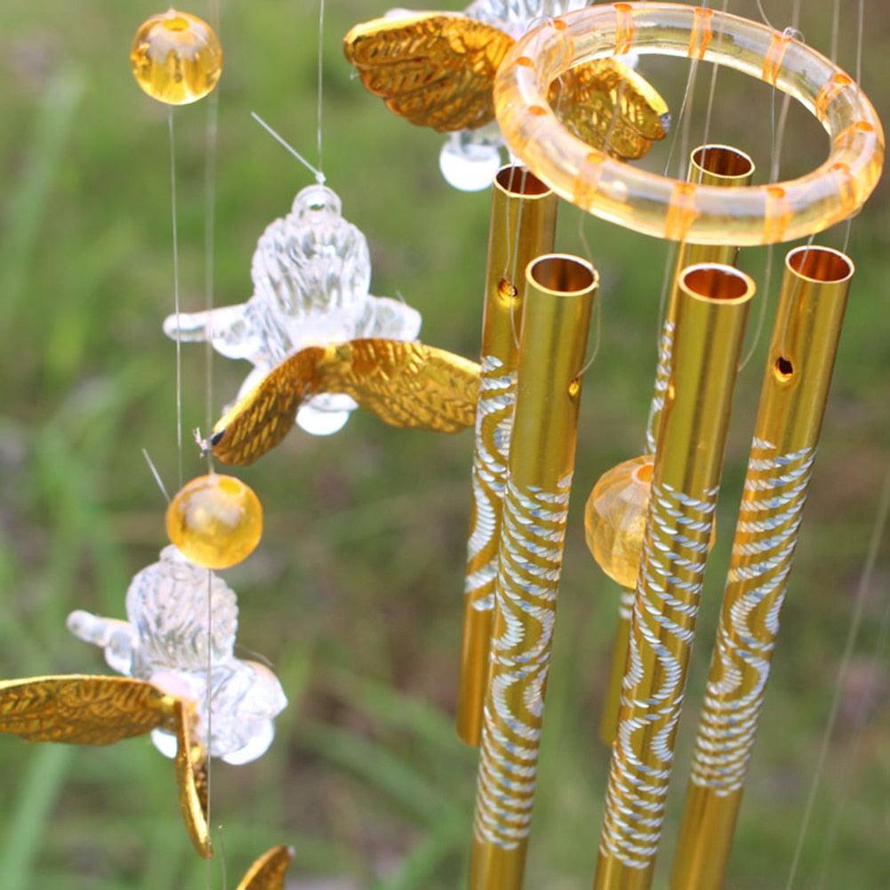 Antique Resonant Wind Chime 5 Tubes Angel Hanging Garden Decor Gift