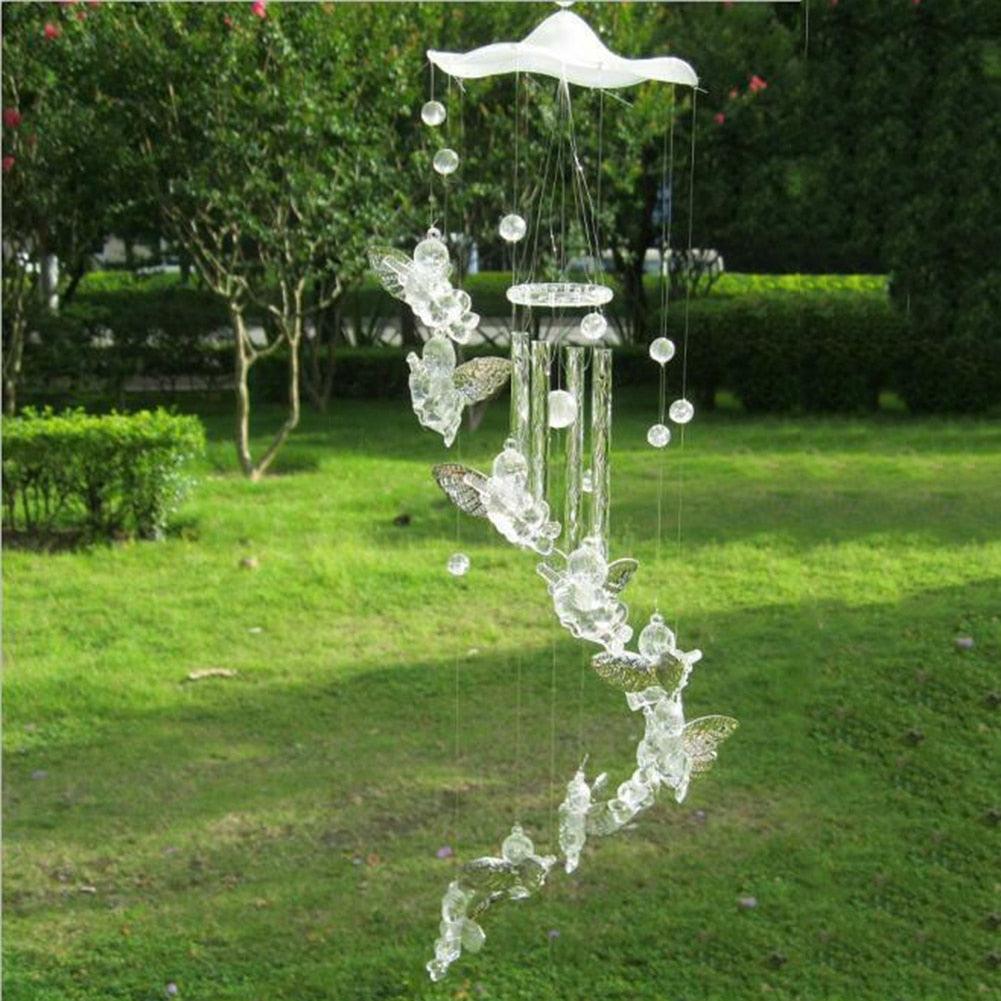 Antique Resonant Wind Chime 5 Tubes Angel Hanging Garden Decor Gift