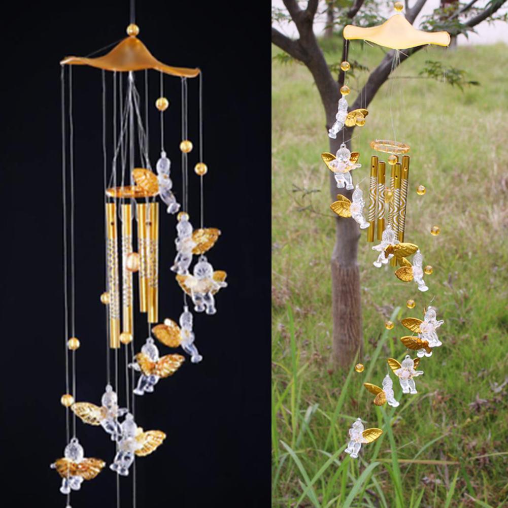 Antique Resonant Wind Chime 5 Tubes Angel Hanging Garden Decor Gift