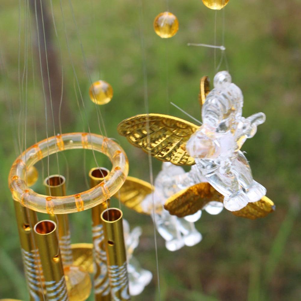 Antique Resonant Wind Chime 5 Tubes Angel Hanging Garden Decor Gift