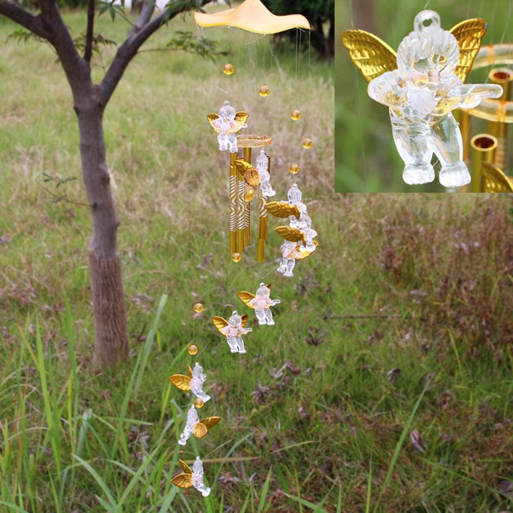 Antique Resonant Wind Chime 5 Tubes Angel Hanging Garden Decor Gift