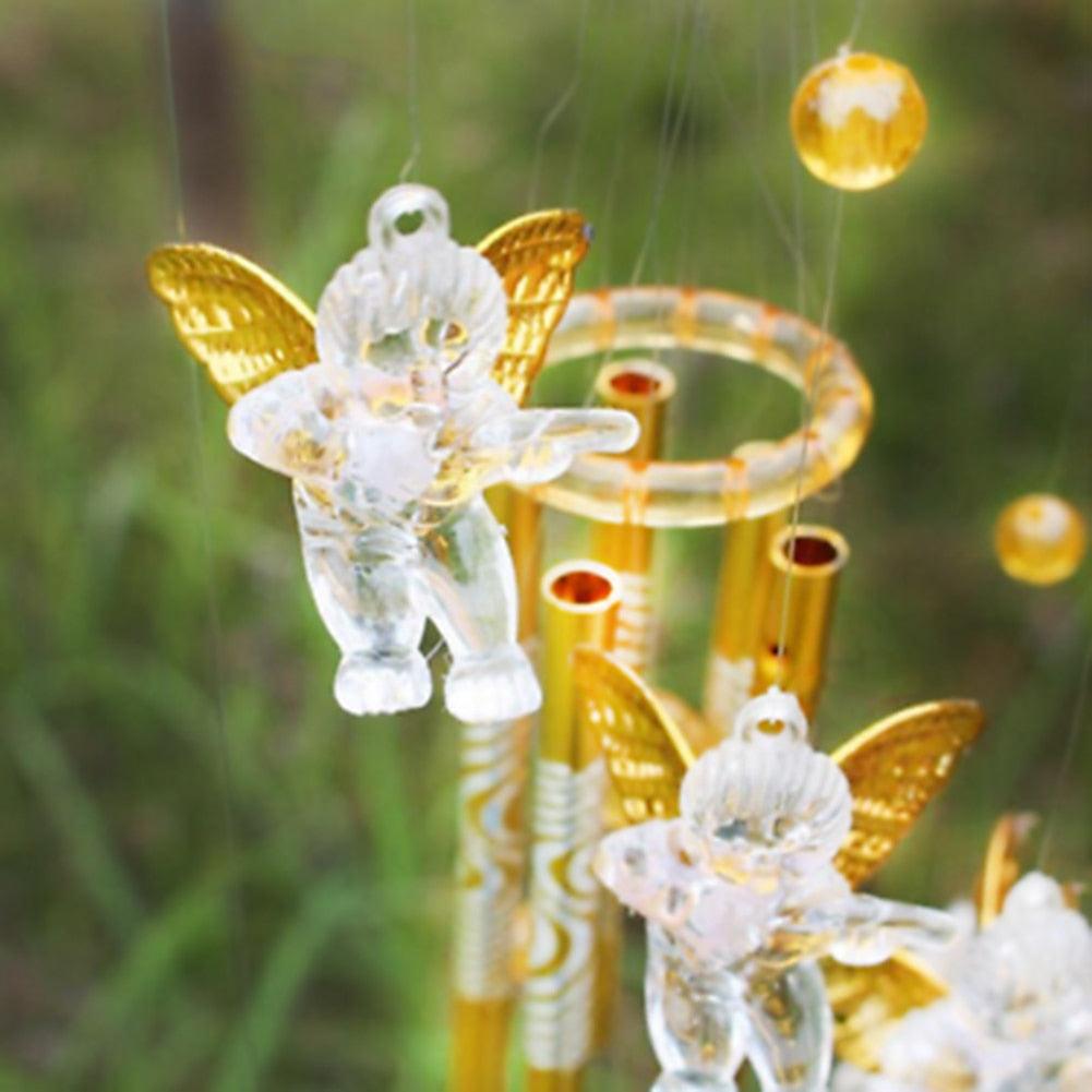 Antique Resonant Wind Chime 5 Tubes Angel Hanging Garden Decor Gift