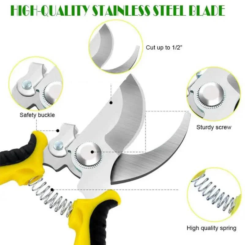 Heavy Duty Pruning Shears Stainless Steel Gardening Hand Tool Rustproof Blades